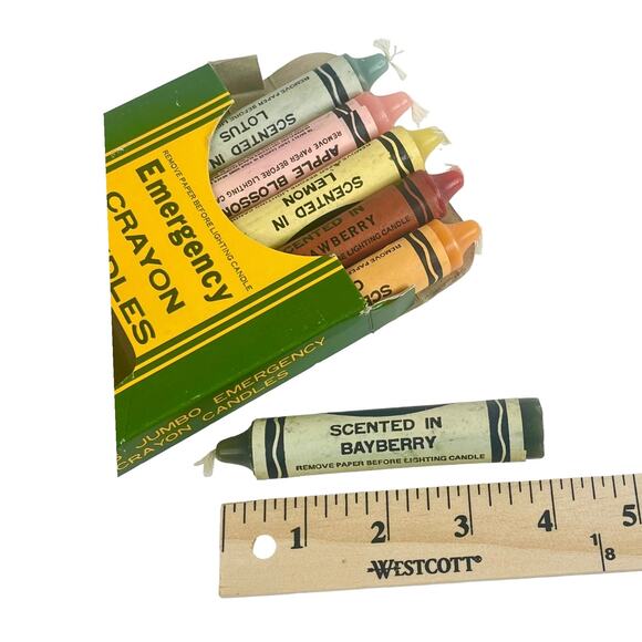 VTG Set (6) Jumbo Emergency CRAYOLA CRAYON CANDLES Scented Colorful Novelty Box - Picture 3 of 6